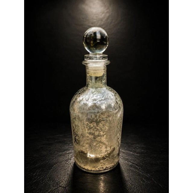 Vintage Mercury Glass Apothecary Bottles with Original Stoppers, Set of 3 For Sale - Image 3 of 7
