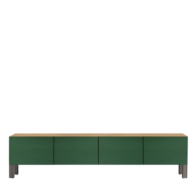 Contemporary Flexor Green Polished-Lacquered Wood and Aluminum Living Sideboard by Robert Stadler For Sale - Image 3 of 3