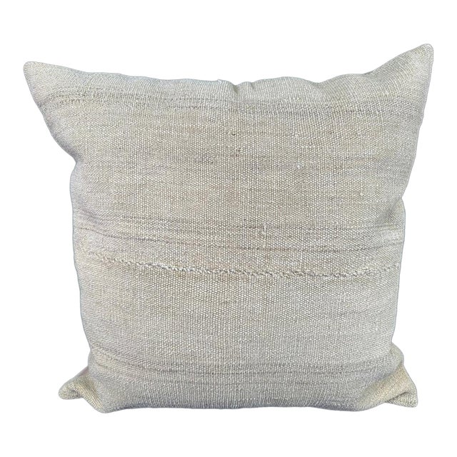 Turkish Hemp Pillow Cushion Natural Beige Pillow Cushion Cover 24"x24" For Sale