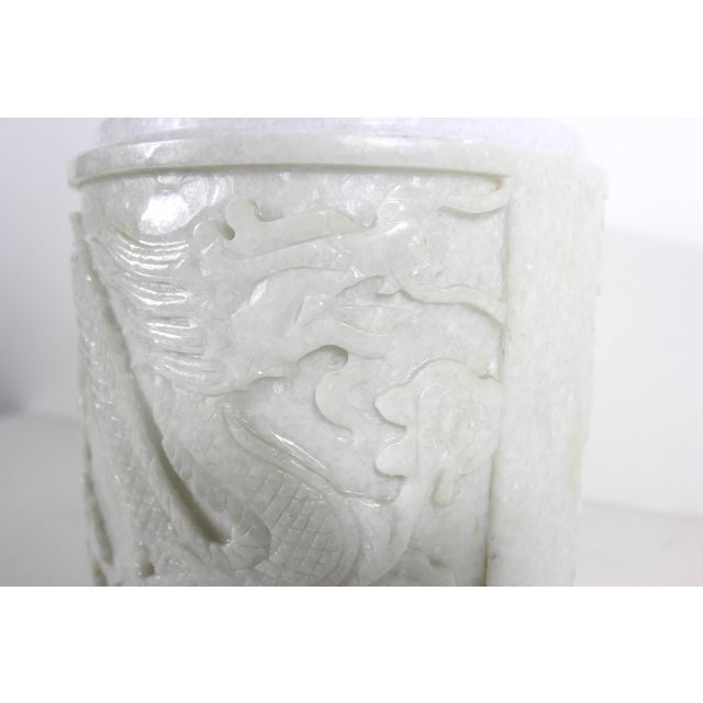 White Vintage Carved Stone Dragon Planter For Sale - Image 8 of 9