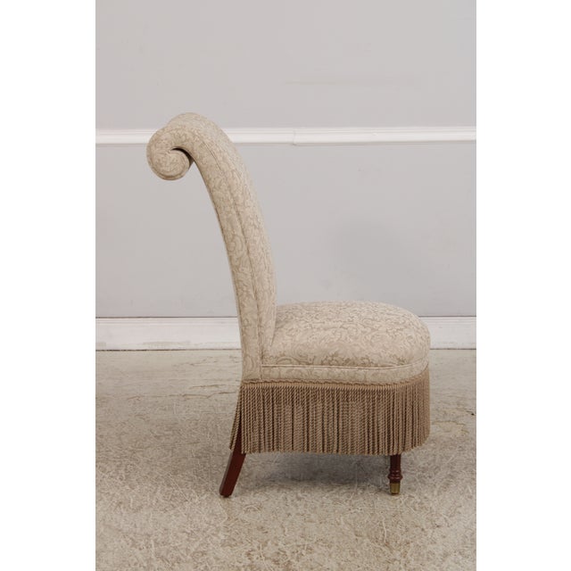 Pair of Design Master High Back Upholstered Slipper Chairs For Sale - Image 15 of 18