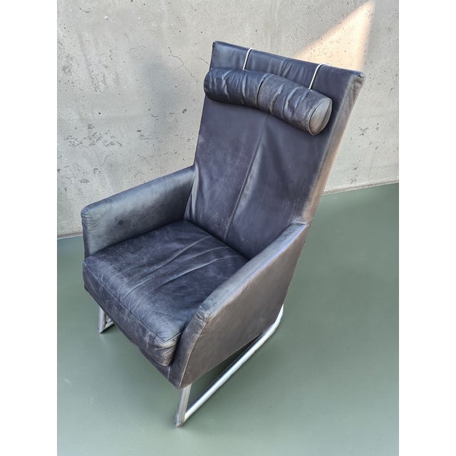 Metal Modern Leather Lounge Chair with Steel Base from Montis, Netherlands, 1970s For Sale - Image 7 of 9