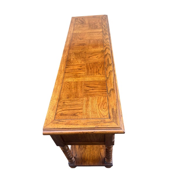 Late 20th Century Oak Barley Twist 3 Drawer Console / Sofa Table For Sale - Image 13 of 18