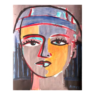 “The Egyptian” Original Painting by Cassandra Auker, Acrylic on Paper For Sale