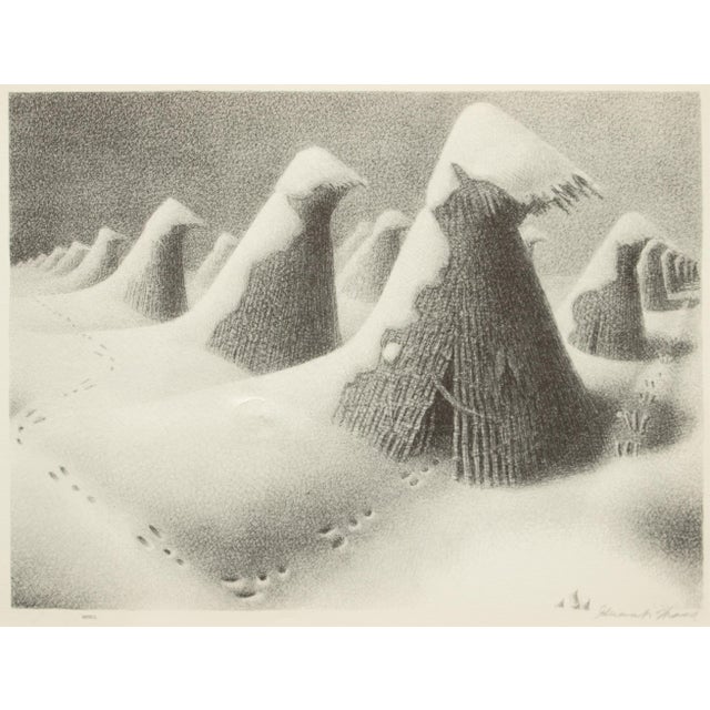 An excellent First Edition period black and white offset lithograph (print) after drawing "January" by American artist...