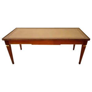 Louis XVI Style Maison Jansen Coffee Table, Gilt, Mahogany, Leather Top,