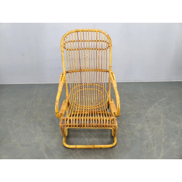 Wood Mid-Century Italian Rattan Lounge Armchair, 1960s For Sale - Image 7 of 15