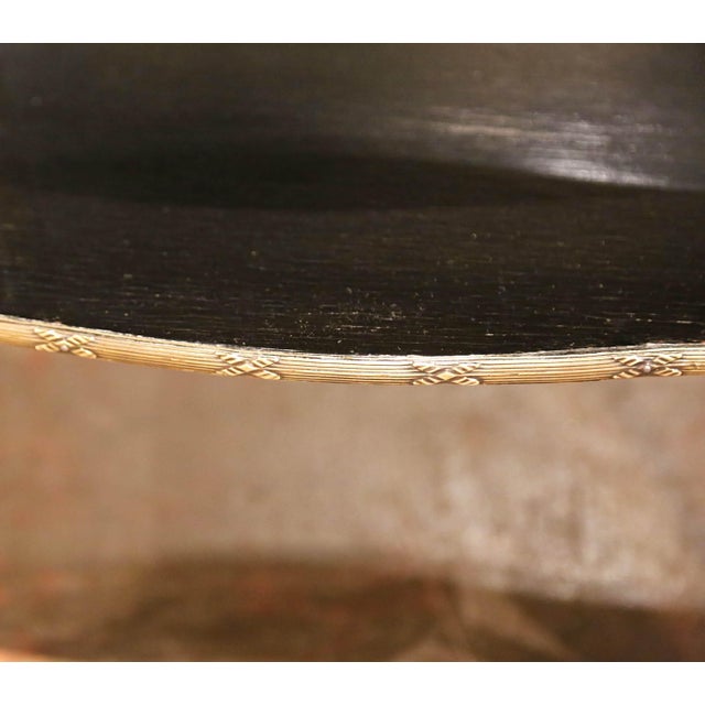 Pair of Napoleon III French Brass and Black Lacquer Three-Tier Side Tables For Sale - Image 9 of 11