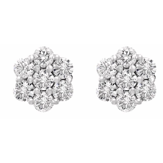 2.80 Carat, 7 Diamond Floral Cluster Flower Stud Earrings 14 Karat Yellow Gold For Sale - Image 10 of 18