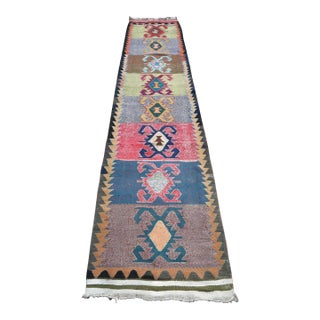 1960s Vintage Turkish Handknotted Runner Rug - 28"x134" For Sale