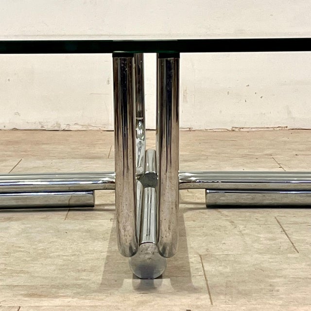 1970s Large Vintage 784 Coffee Table in Chromed Steel and Glass by Gianfranco Frattini for Cassina, 1970s For Sale - Image 5 of 10