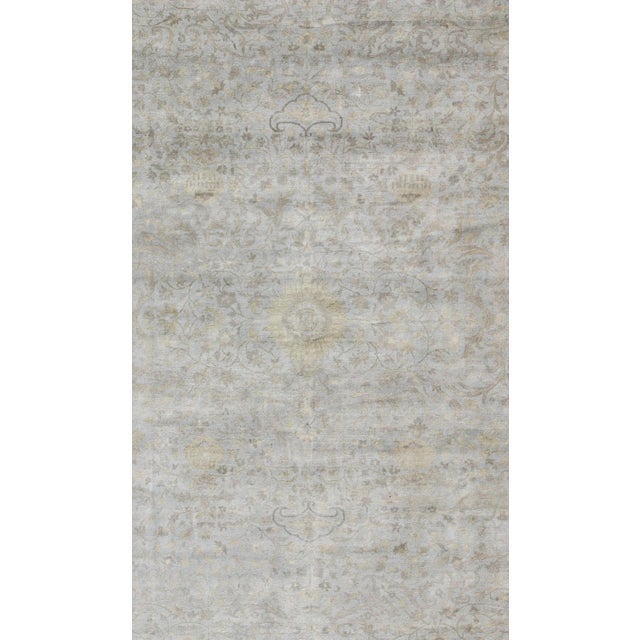 Large Floral Tabriz With Floral Design in Lt. Blue by Keivan Woven Arts For Sale - Image 4 of 11