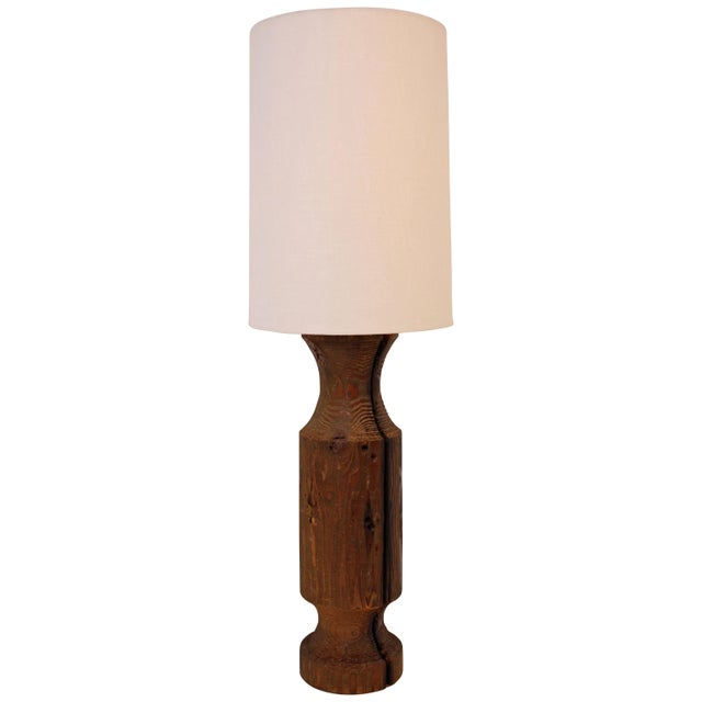 Wood Extra Large Late 20th Century Turned Wood Lamp For Sale - Image 7 of 7