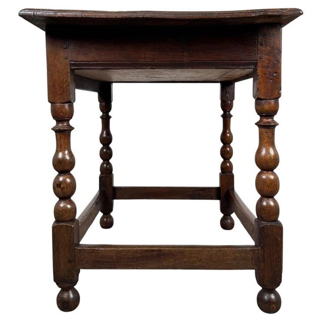 18th Century English Georgian Bobbin-Turned Oak Side Table For Sale - Image 10 of 12