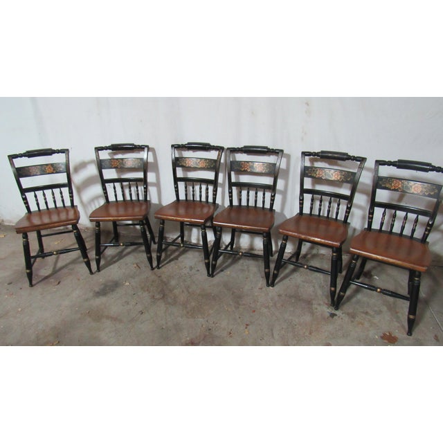 1980s 1980s Set Hitchcock Floral Chairs Dining Kitchen Farmhouse For Sale - Image 5 of 13