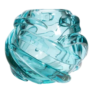Hand Blown Murano Globe Vase in Aqua Blue