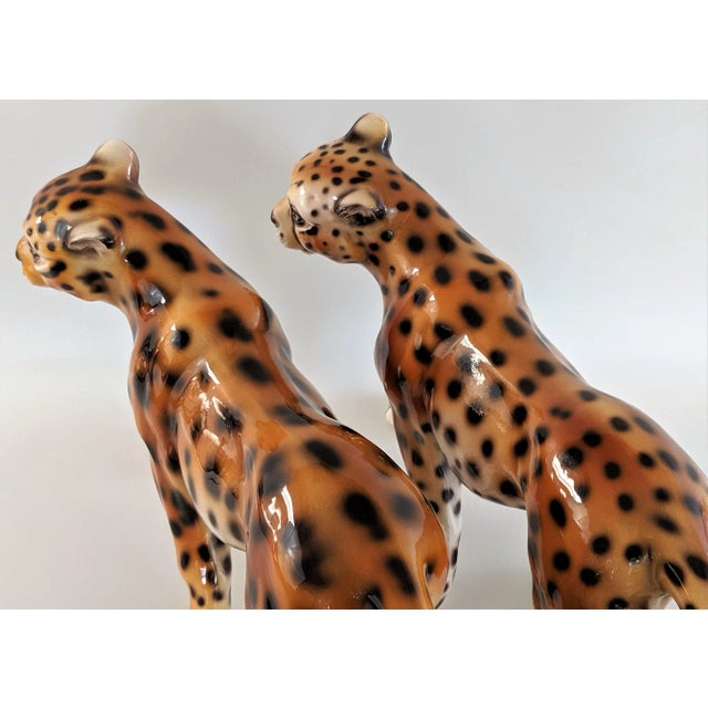 1970s Vintage Ceramic Cheetah Leopard Figurines - a Pair For Sale - Image 9 of 13
