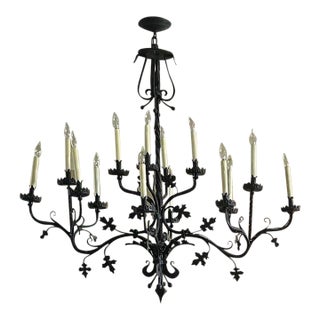 1960s Wrought Iron Chandelier For Sale