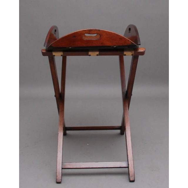 19th Century Mahogany Folding Butlers Tray on Stand, Set of 2 For Sale - Image 5 of 12