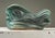 Vintage Abstract Biomorphic Muted Teal Wave Ceramic Sculpture, Signed. Hand built ceramic sculpture with teal glaze. In...