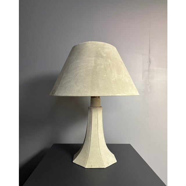 Animal Skin Mid-Century Suede Leather Mushroom Table Lamp, 1960s For Sale - Image 7 of 14