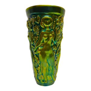Early 20th Century Art Nouveau Zsolnay Pecs Eosin Lustre Glaze Figural Iridescent Vase