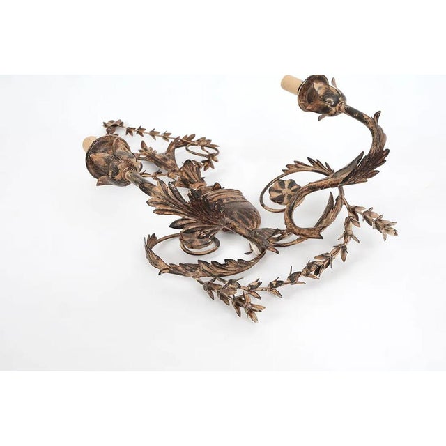 Fine Pair of Lillian August Florentine Italian Tole Style Lighting Sconces For Sale - Image 10 of 15
