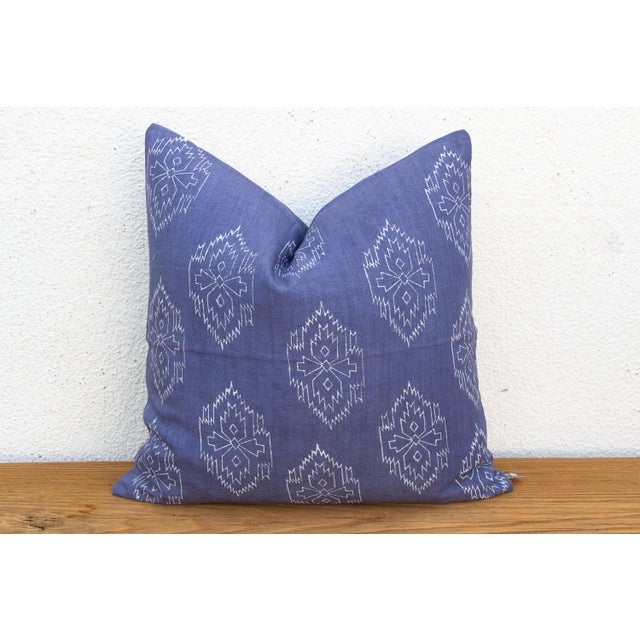 Indigo Jaipur Blockprint Linen Pillow Cover For Sale - Image 4 of 7