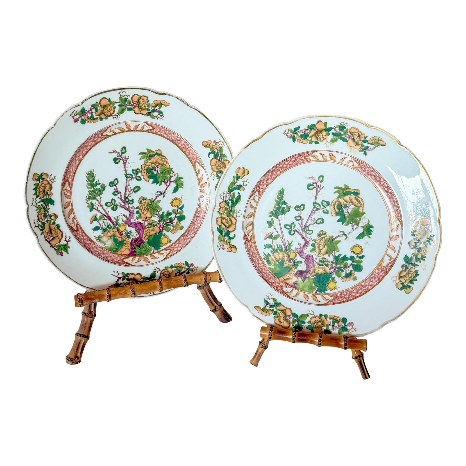Antique Coalport Indian Tree Dinner Plates, c.1881-1890, a Pair | Chairish