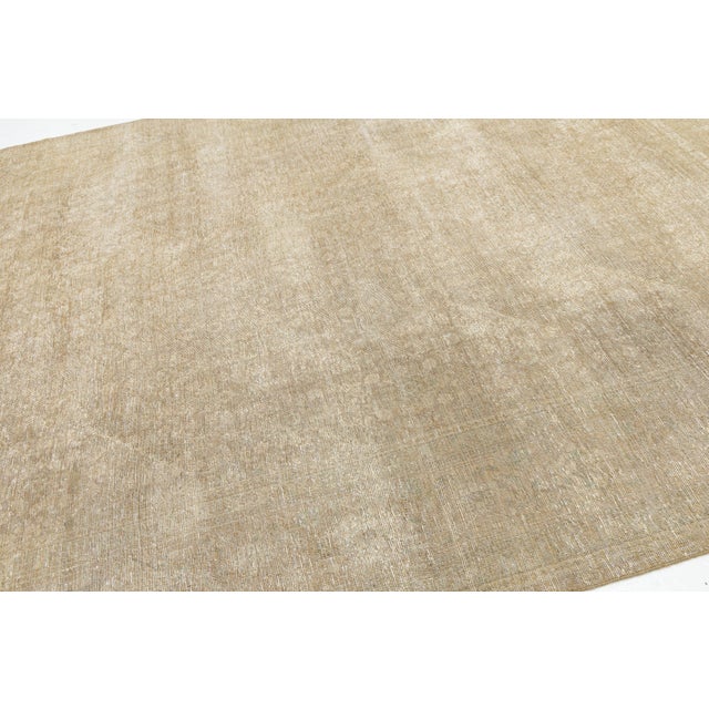 Antique Tabriz Wool Rug With Organic Moiré Wave Pattern in Neutral Tones For Sale - Image 9 of 11