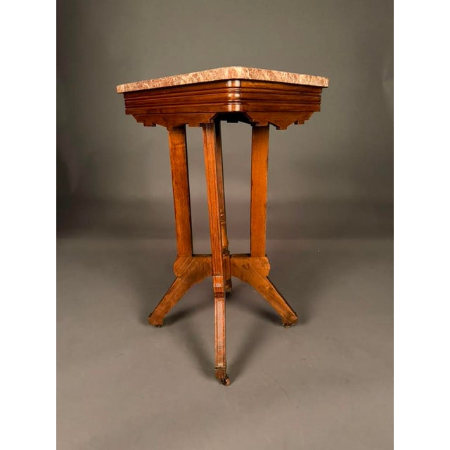 Wood American Eastlake Victorian Walnut Marble Top Tea Table With Original Finish, Circa 1880 For Sale - Image 7 of 17