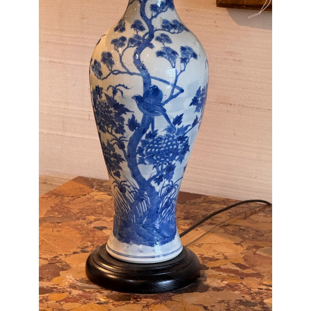 Mid 20th Century Chinese Blue and White Porcelain Lamps - a Pair For Sale - Image 4 of 14