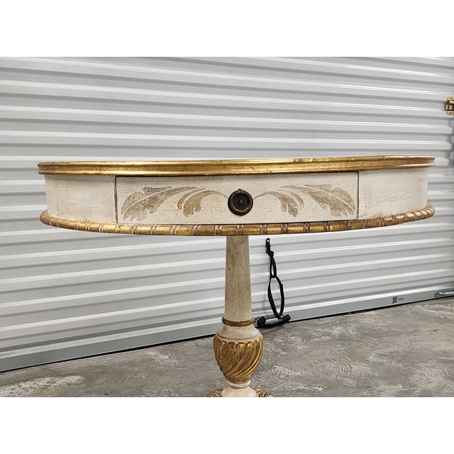 Wood Decorative Florentine Style Handpainted Drum Side Table For Sale - Image 7 of 18