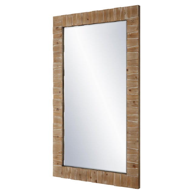 Kenneth Ludwig Chicago Ayanna Gray Washed Wood Mirror For Sale - Image 4 of 6