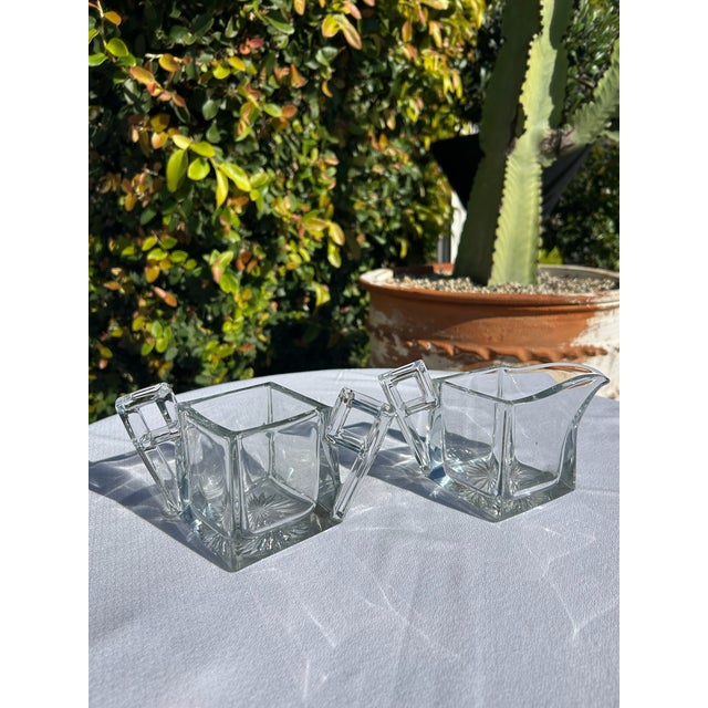 Vintage Cut Crystal Cream & Sugar Set For Sale In Los Angeles - Image 6 of 16
