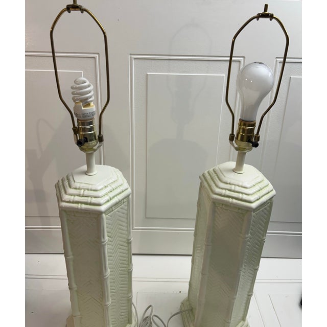 1960s Vintage Palm Beach Regency Faux Bamboo Pagoda Table Lamp - a Pair For Sale - Image 5 of 12