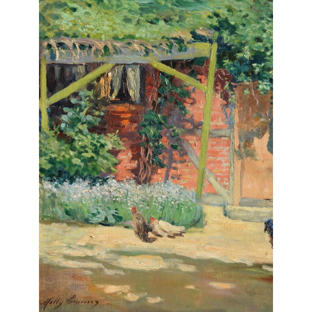 Molly Cramer, Farm with Chickens, Oil on Canvas, Framed For Sale - Image 5 of 9