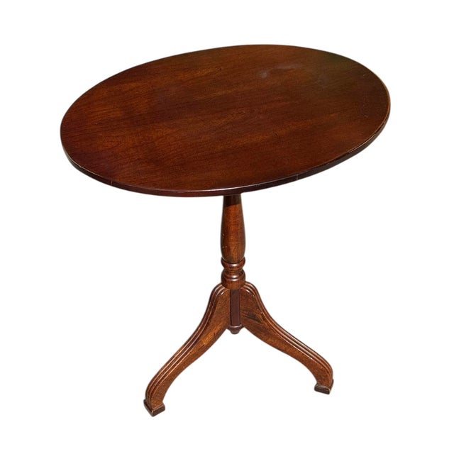Chestnut 1990s Oval Tilt Top Pedestal Wood Side Table by Bombay Company For Sale - Image 8 of 8