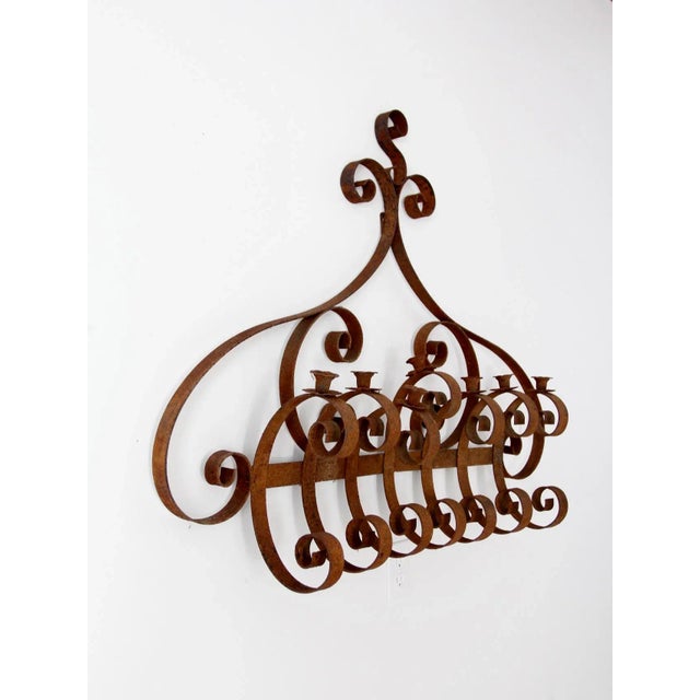 Metal Antique Wrought Iron Wall Candle Holder For Sale - Image 7 of 10