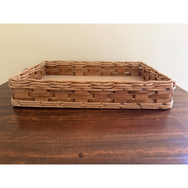 Late 20th Century Woven Oak and Leather Pyrex Casserole Serving Basket For Sale - Image 10 of 13