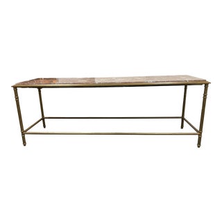 Vintage Brass + Rose Stone Console Table For Sale
