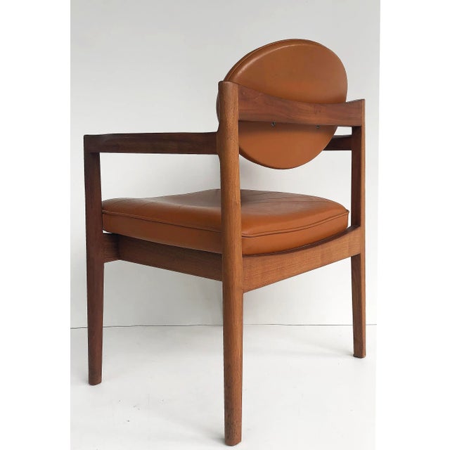 Wood Jens Risom Design Oiled Walnut & Leather Upholstered Armchairs C.1965 - a Pair For Sale - Image 7 of 12