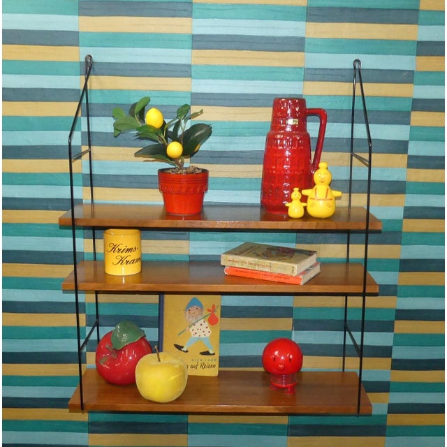Vintage String Shelf in Walnut, 1960s For Sale - Image 4 of 12