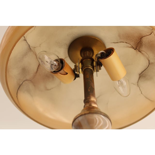 Vintage Art Nouveau Blown Glass Table Lamp W/ Brass Base, Caramel Slag, Houze For Sale - Image 13 of 15