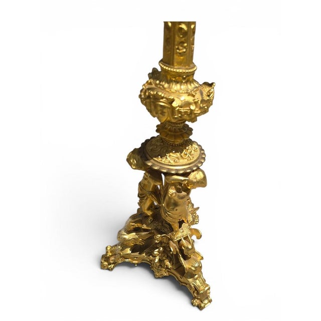 Gold Monumental Gilt Bronze Candelabras, 19th Century, Set of 2 For Sale - Image 8 of 13