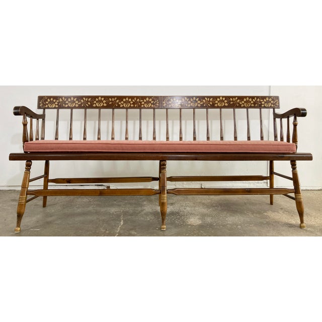 Vintage Stenciled Back Hitchcock Style Wood Bench Chairish