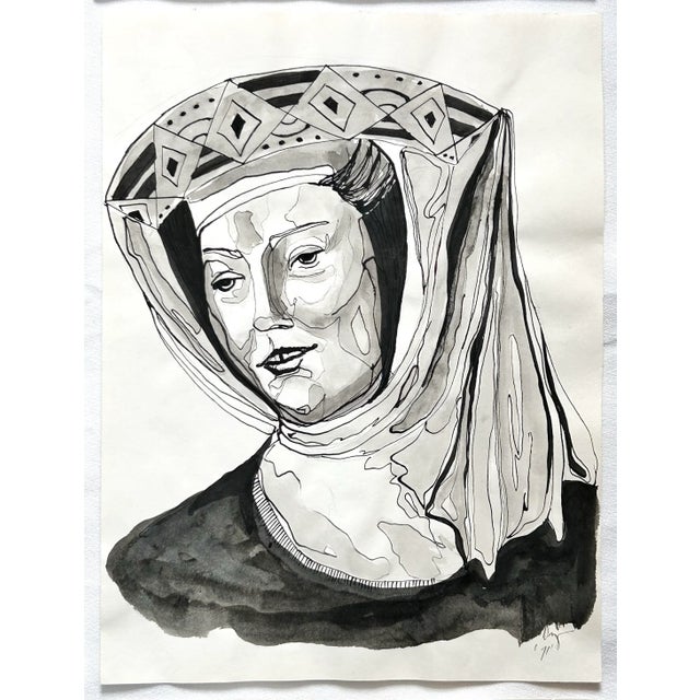 Original 1971 Ink Portrait Paintings – Historical Figure Portrait Studies (Set of 6) For Sale In Louisville - Image 6 of 12