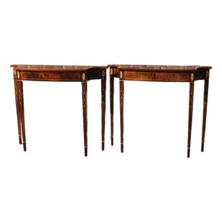 Stickley Flame Mahogany Consoles—A Pair For Sale