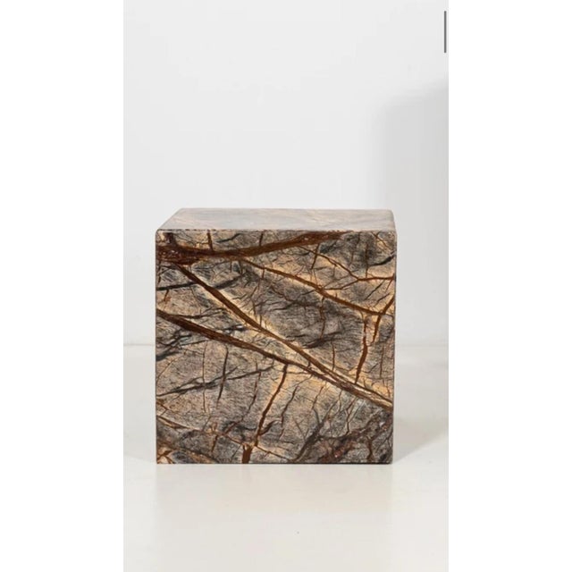 Stone Marble Cube in Forest Brown by Andrea Grasso For Sale - Image 7 of 7