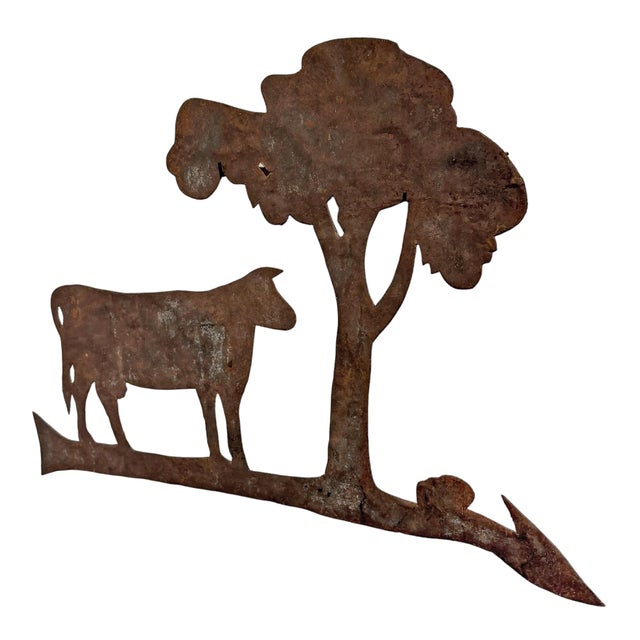 Mid 20th Century 20th Century American Folk Art Cow and Tree Silhouette on Custom Wall Mount For Sale - Image 5 of 12